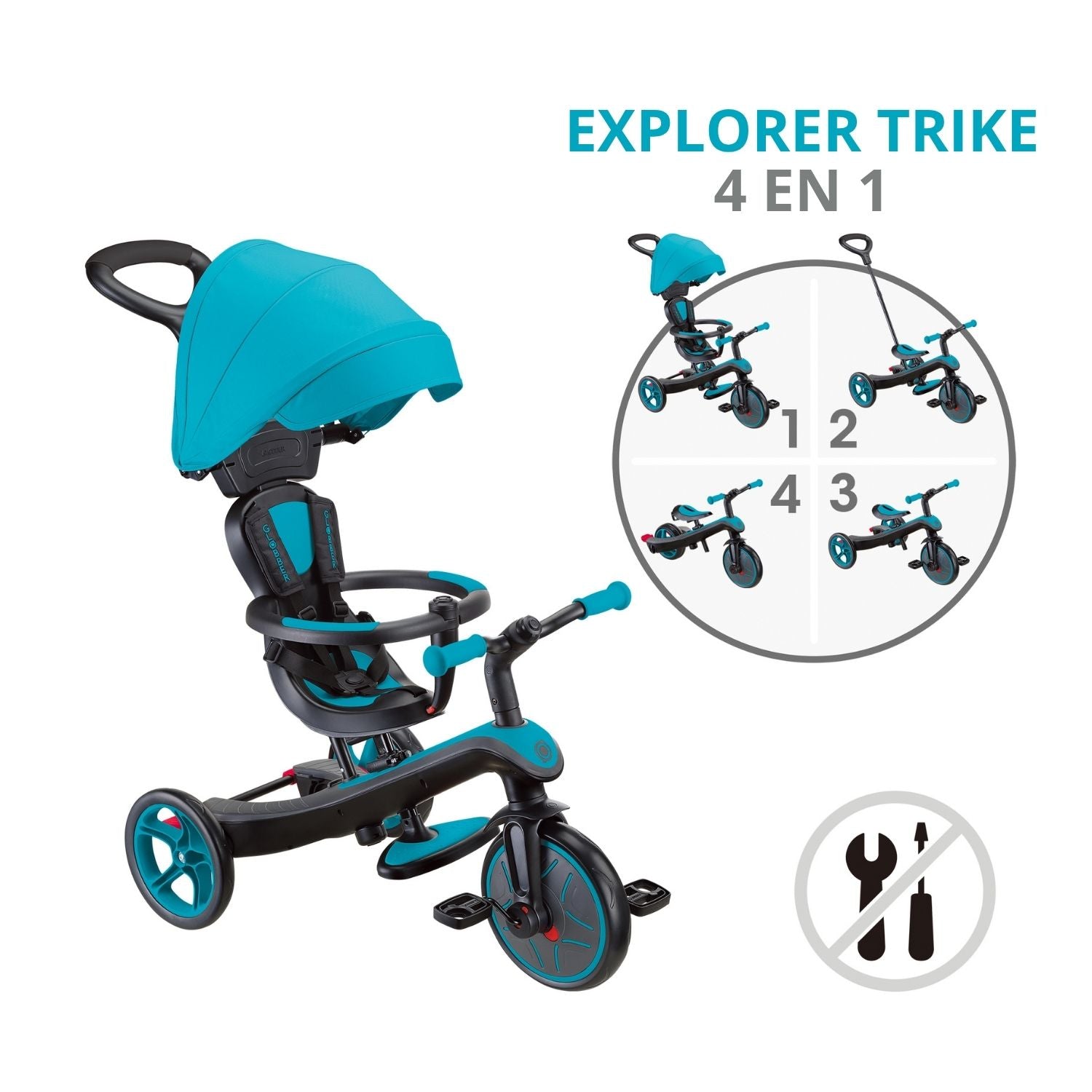 Triciclo 4 en 1 Explorer Trike Celeste v2