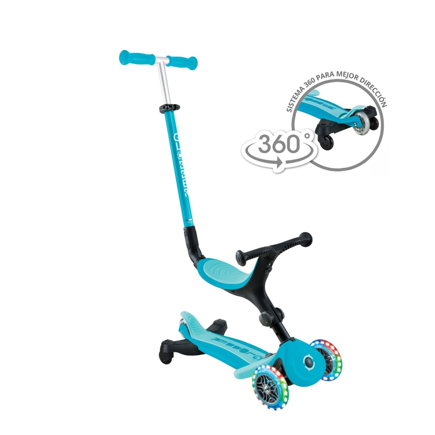 Globber Go Up Active LED 360 Celeste