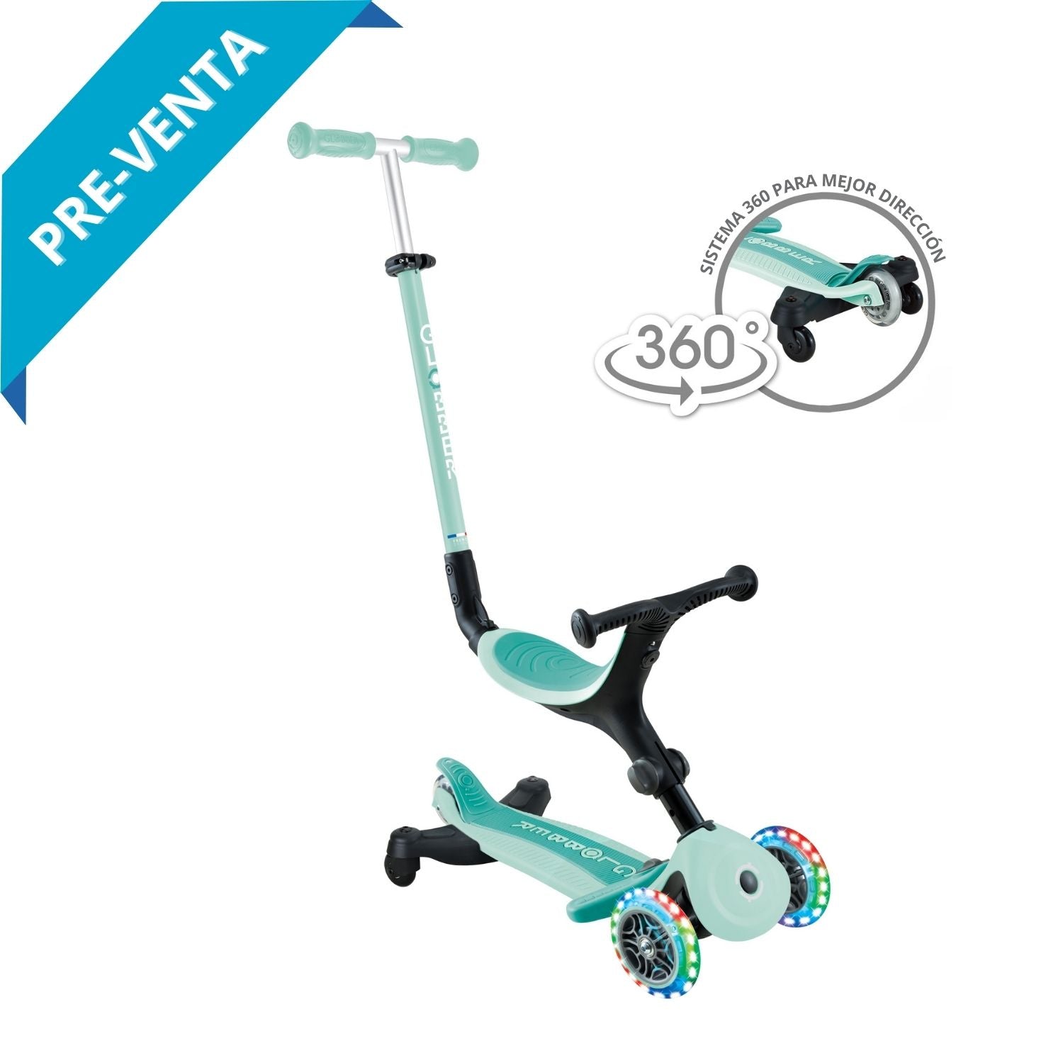 Globber Go Up Active LED 360 Menta