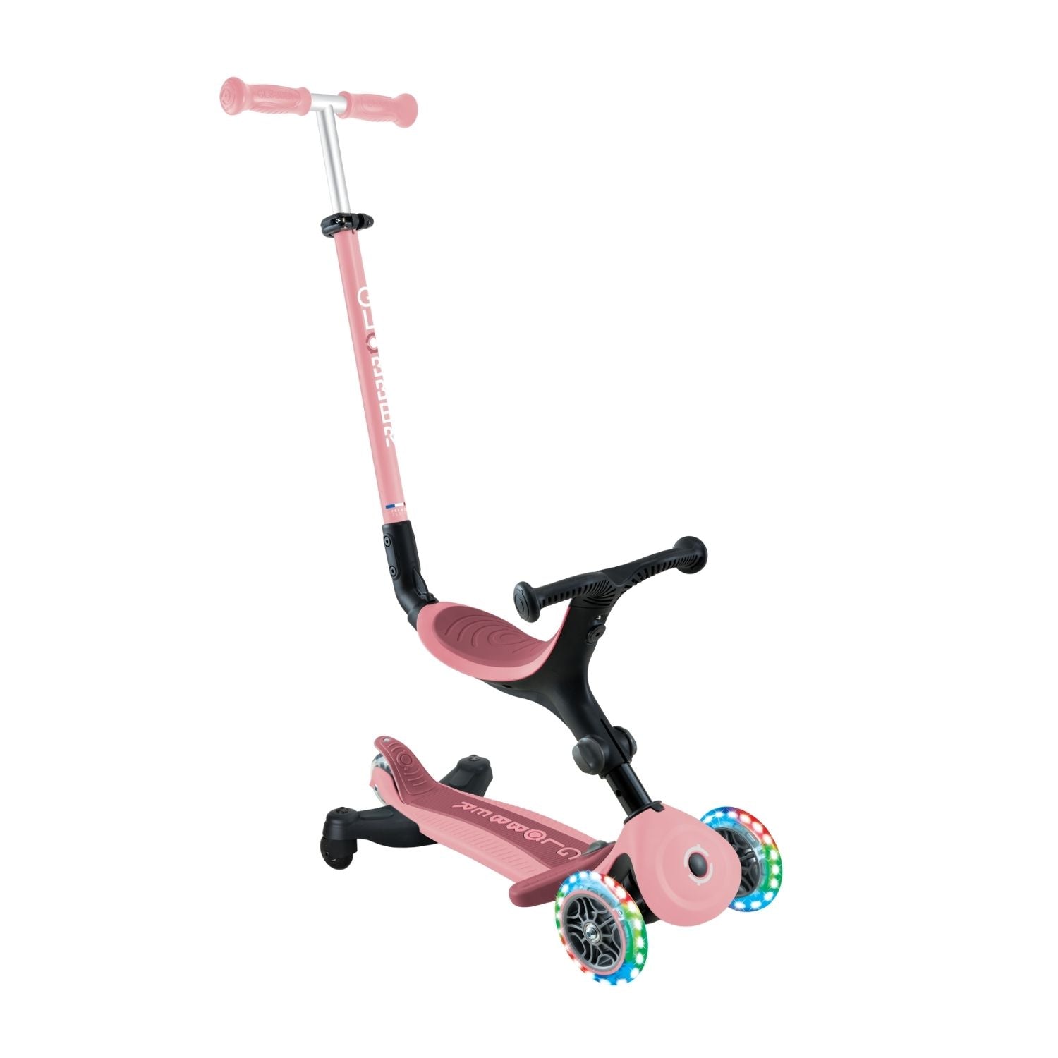 Globber Go Up Active LED 360 rosado pastel