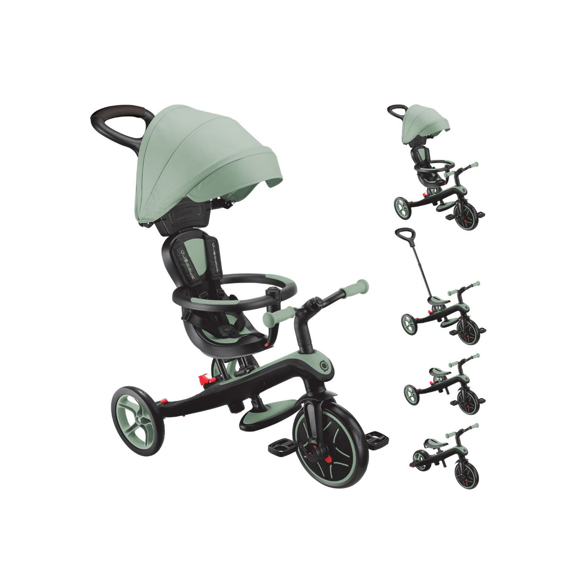 Triciclo Evolutivo 4 en 1 Globber Explorer Trike Verde olivo| De 10 meses a 5 años