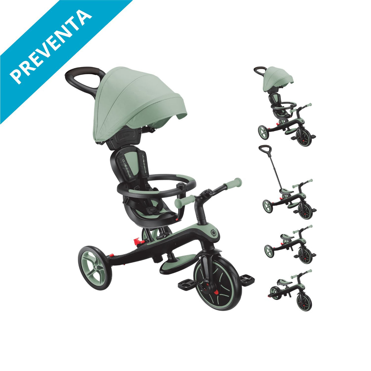 Triciclo Evolutivo 4 en 1 Globber Explorer Trike Verde olivo| De 10 meses a 5 años