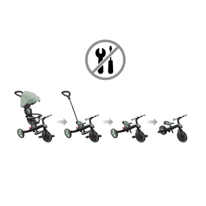 Triciclo Evolutivo 4 en 1 Globber Explorer Trike Verde olivo| De 10 meses a 5 años