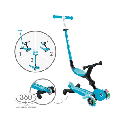 Globber Go Up Active LED 360 Celeste