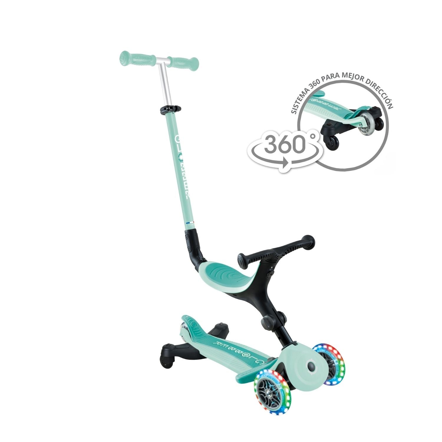 Globber Go Up Active LED 360 Menta