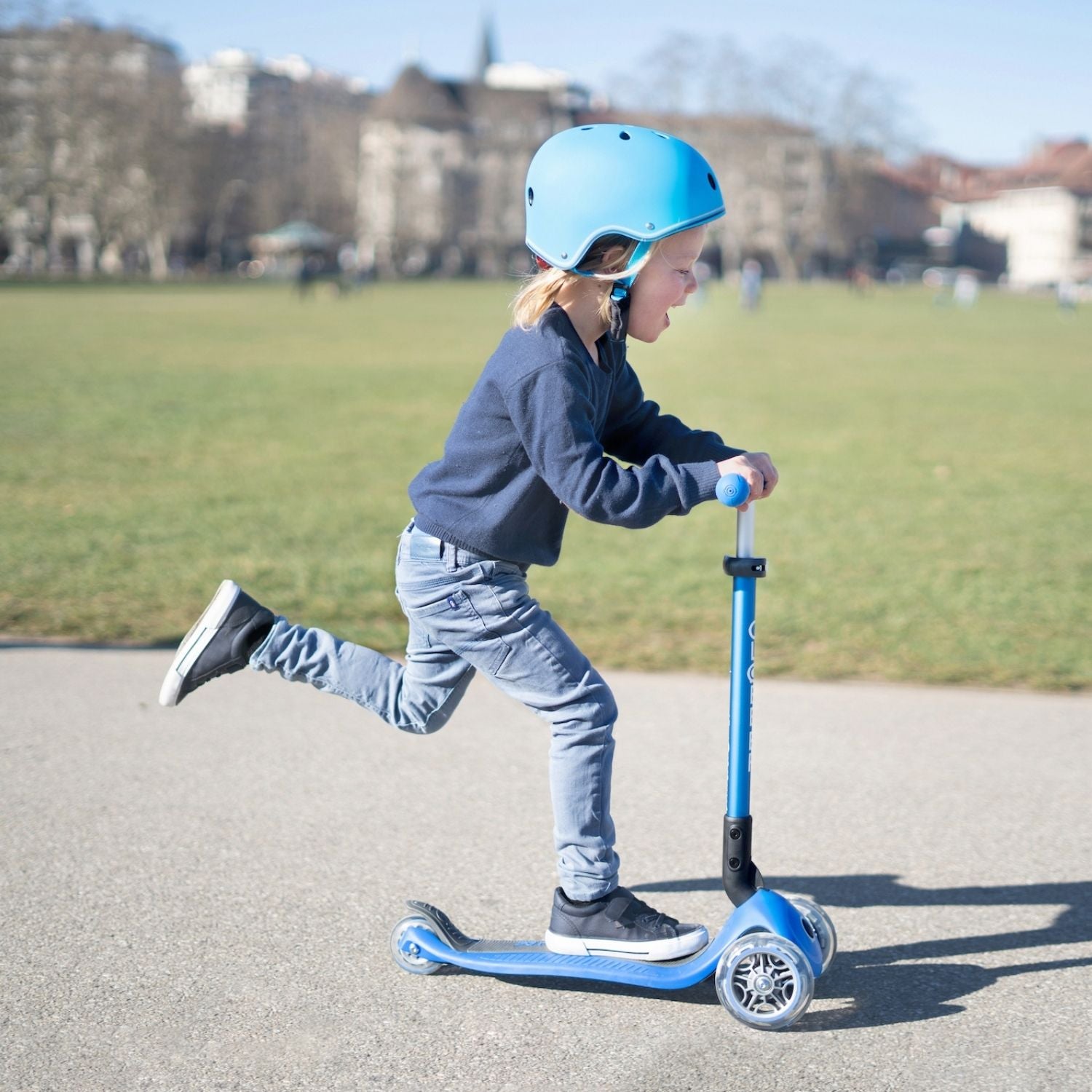 Globber Primo Plegable Plus LED Azul